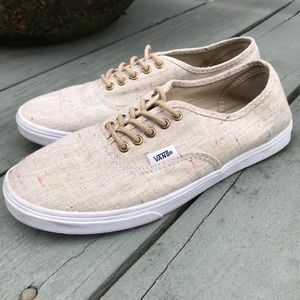 Vans tan lace up canvas skater shoes